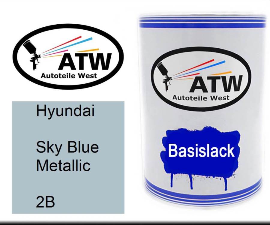 Hyundai, Sky Blue Metallic, 2B: 500ml Lackdose, von ATW Autoteile West.